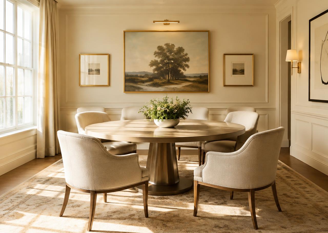 Round table in a sunlit private salon