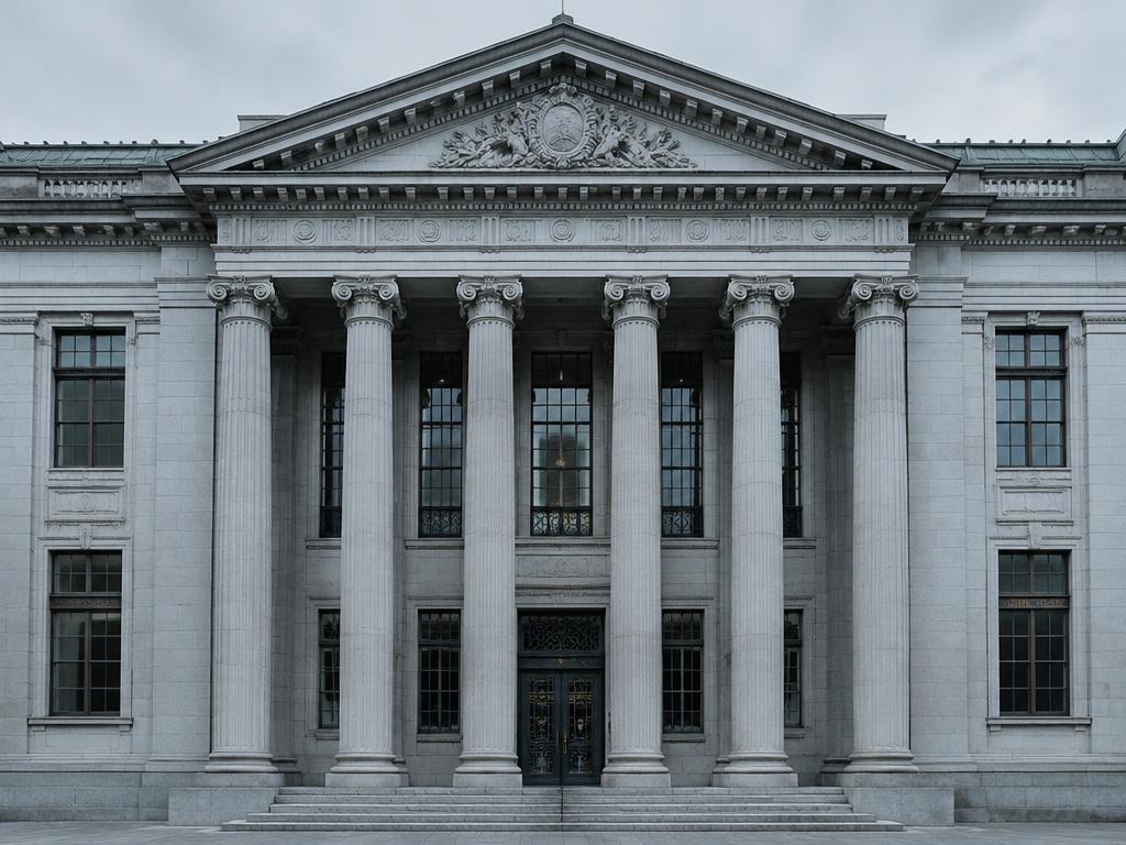 Neoclassical bank facade with columns